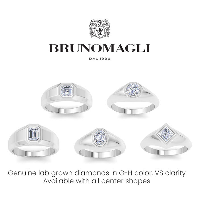 Bruno Magli Mens 1 Carat Asscher Cut Lab Grown Diamond Solitaire Ring In Sterling Silver