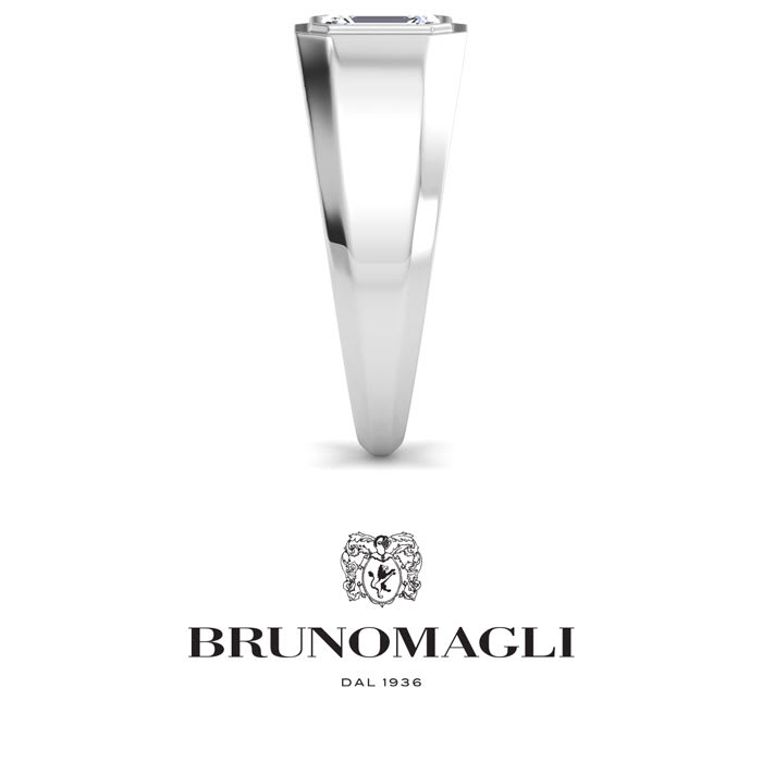 Bruno Magli Mens 1 Carat Emerald Cut Lab Grown Diamond Solitaire Ring In Sterling Silver