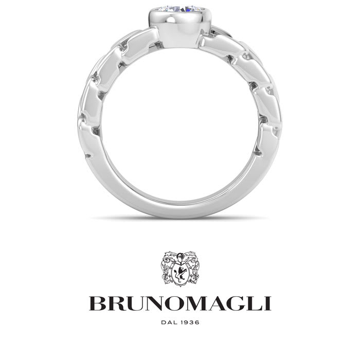 Bruno Magli Mens 1 Carat Round Shape Lab Grown Diamond Bezel Set Solitaire Ring In Sterling Silver