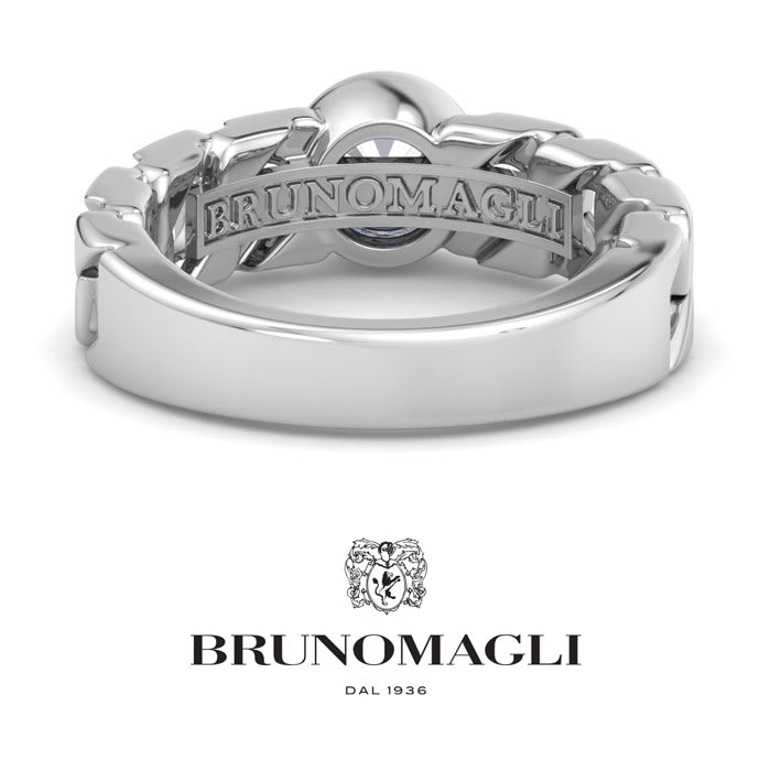 Bruno Magli Mens 1 Carat Round Shape Lab Grown Diamond Bezel Set Solitaire Ring In Sterling Silver