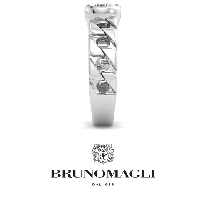 Bruno Magli Mens 1 Carat Round Shape Lab Grown Diamond Bezel Set Solitaire Ring In Sterling Silver