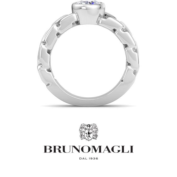Bruno Magli Mens 1 1/2 Carat Round Shape Lab Grown Diamond Bezel Set Solitaire Ring In Sterling Silver