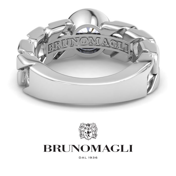 Bruno Magli Mens 1 1/2 Carat Round Shape Lab Grown Diamond Bezel Set Solitaire Ring In Sterling Silver