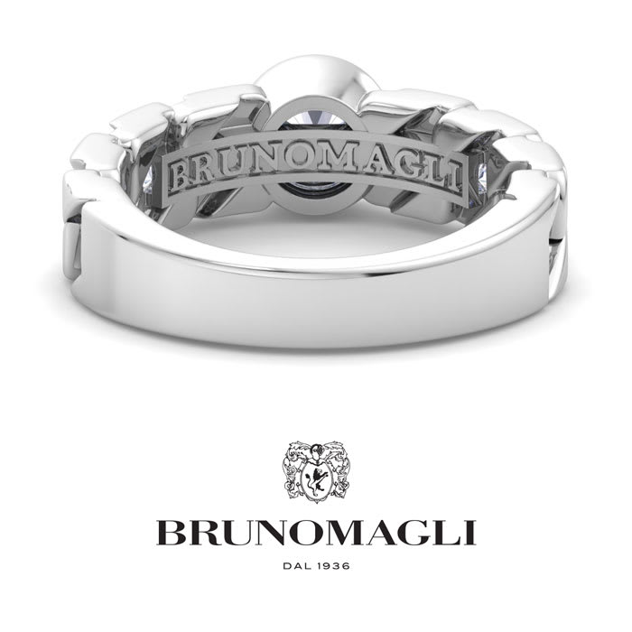 Bruno Magli Mens 2 Carat Round Shape Lab Grown Diamond Bezel Set Solitaire Ring In Sterling Silver