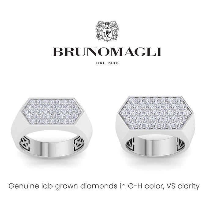 Bruno Magli Mens 1 Carat Lab Grown Diamond Cluster Ring In Sterling Silver