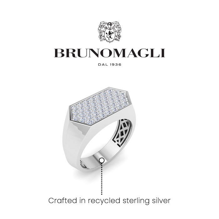 Bruno Magli Mens 1 Carat Lab Grown Diamond Cluster Ring In Sterling Silver