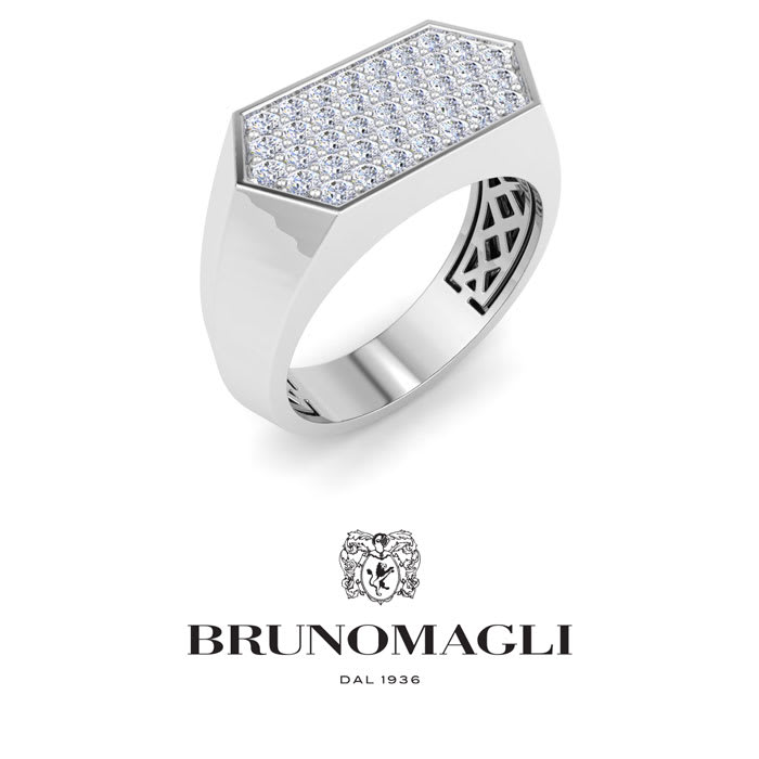 Bruno Magli Mens 1 Carat Lab Grown Diamond Cluster Ring In Sterling Silver