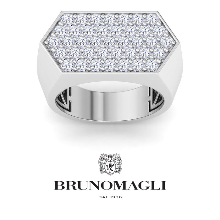 Bruno Magli Mens 2 Carat Lab Grown Diamond Cluster Ring In Sterling Silver