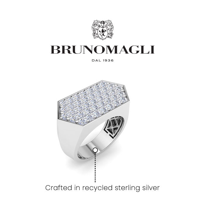 Bruno Magli Mens 2 Carat Lab Grown Diamond Cluster Ring In Sterling Silver