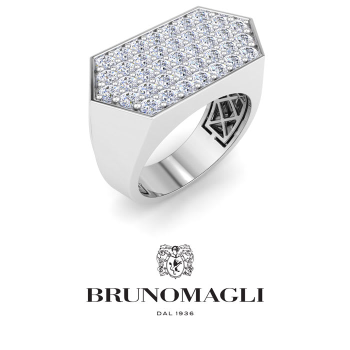 Bruno Magli Mens 2 Carat Lab Grown Diamond Cluster Ring In Sterling Silver