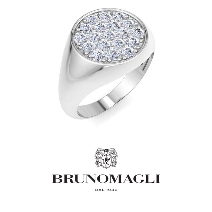Bruno Magli Mens 1 Carat Round Lab Grown Diamond Cluster Ring In Sterling Silver