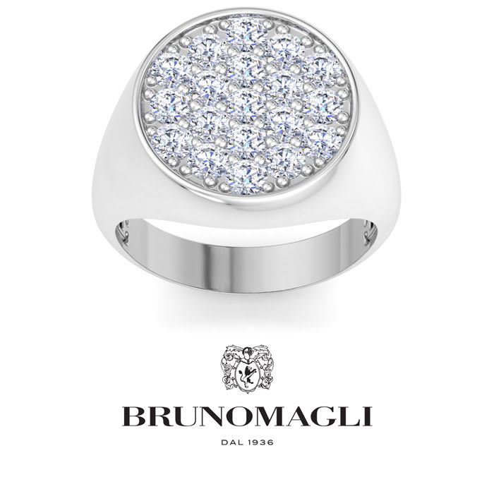 Bruno Magli Mens 2 Carat Round Lab Grown Diamond Cluster Ring In Sterling Silver