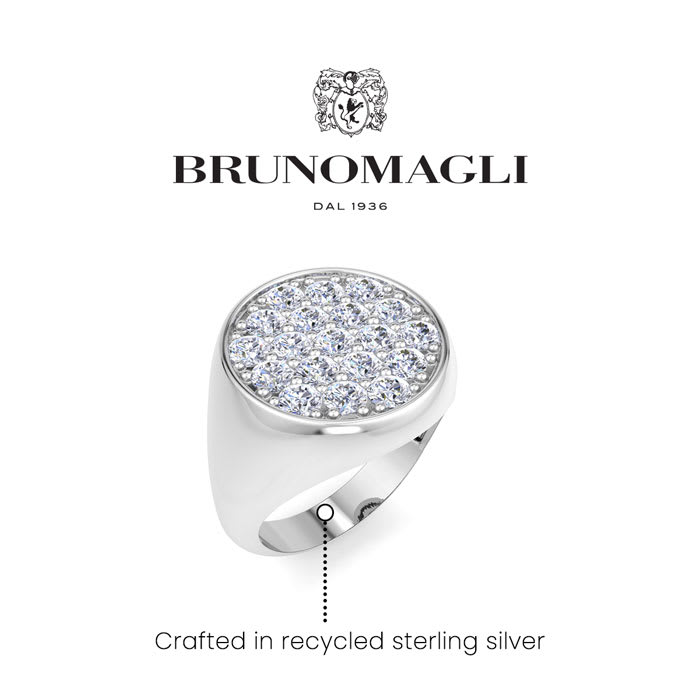 Bruno Magli Mens 2 Carat Round Lab Grown Diamond Cluster Ring In Sterling Silver
