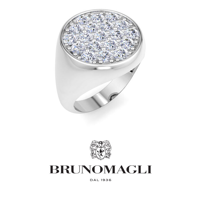 Bruno Magli Mens 2 Carat Round Lab Grown Diamond Cluster Ring In Sterling Silver