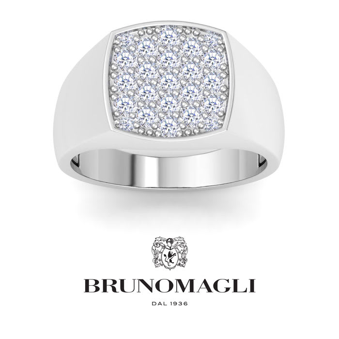 Bruno Magli Mens 1 Carat Cushion Lab Grown Diamond Cluster Ring In Sterling Silver