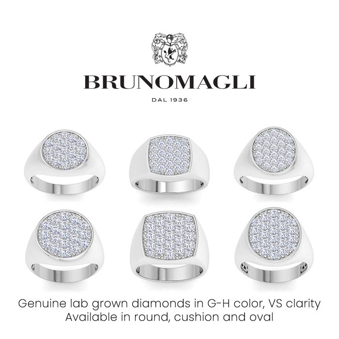 Bruno Magli Mens 1 Carat Cushion Lab Grown Diamond Cluster Ring In Sterling Silver