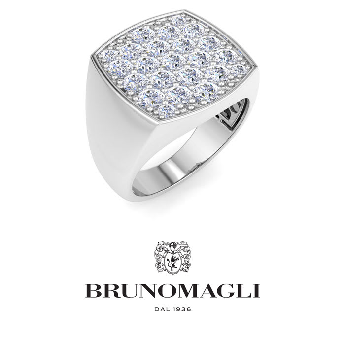 Bruno Magli Mens 2 Carat Cushion Lab Grown Diamond Cluster Ring In Sterling Silver