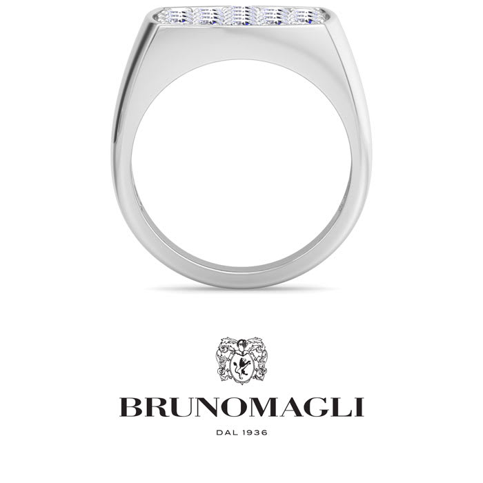 Bruno Magli Mens 2 Carat Cushion Lab Grown Diamond Cluster Ring In Sterling Silver