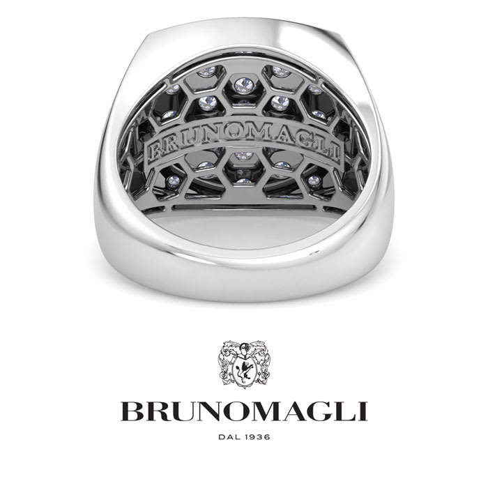 Bruno Magli Mens 2 Carat Cushion Lab Grown Diamond Cluster Ring In Sterling Silver