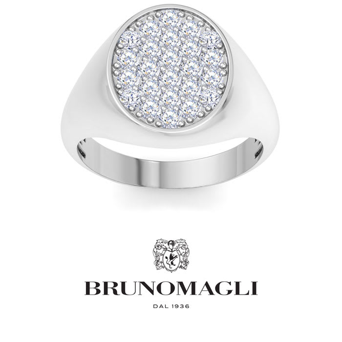 Bruno Magli Mens 1 Carat Oval Lab Grown Diamond Cluster Ring In Sterling Silver