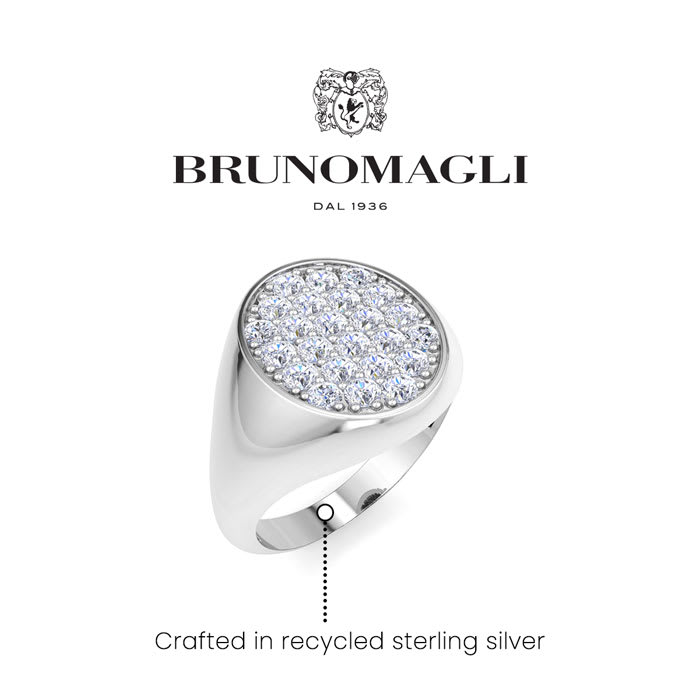 Bruno Magli Mens 1 Carat Oval Lab Grown Diamond Cluster Ring In Sterling Silver