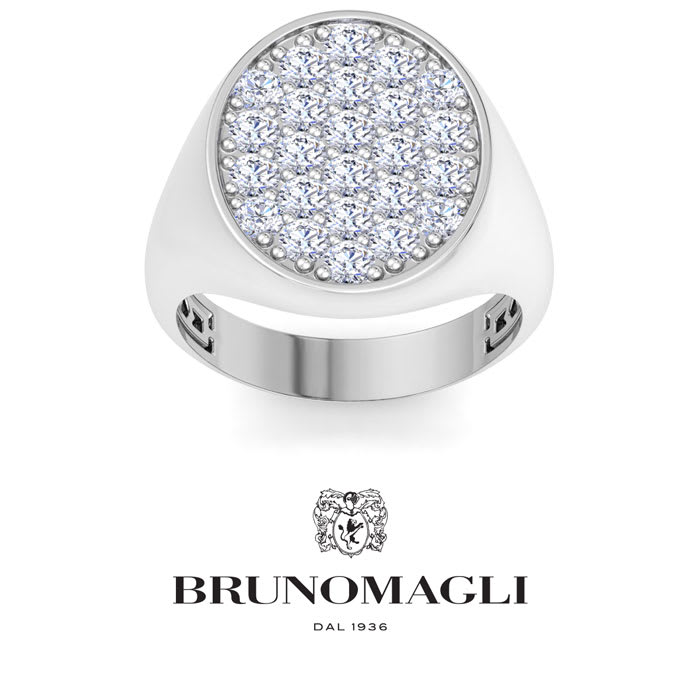 Bruno Magli Mens 2 Carat Oval Lab Grown Diamond Cluster Ring In Sterling Silver