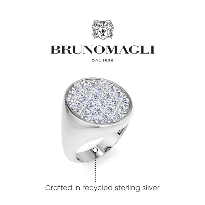 Bruno Magli Mens 2 Carat Oval Lab Grown Diamond Cluster Ring In Sterling Silver