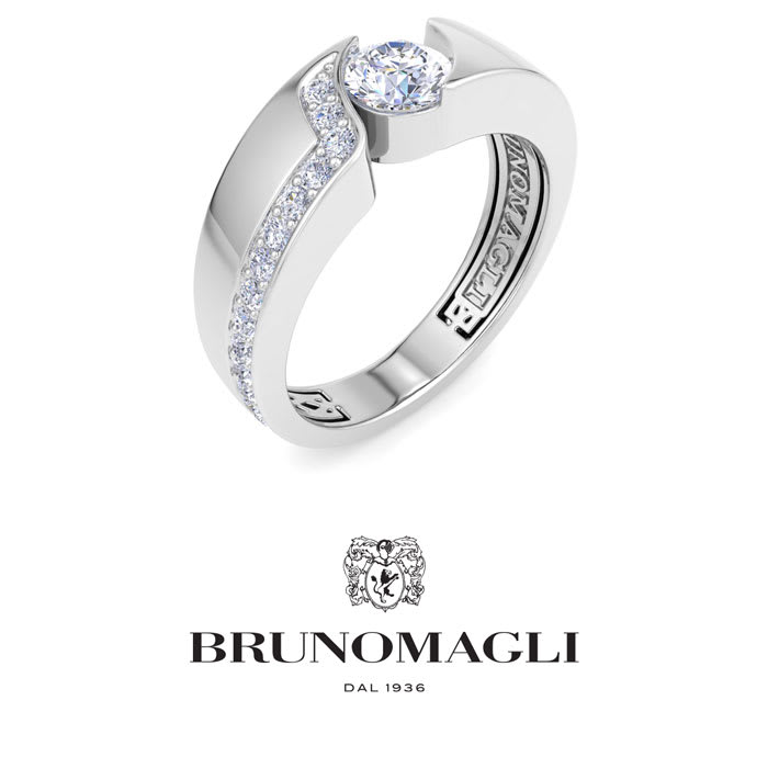 Bruno Magli Mens 1 Carat Round Shape Lab Grown Diamond Floating Ring In Sterling Silver