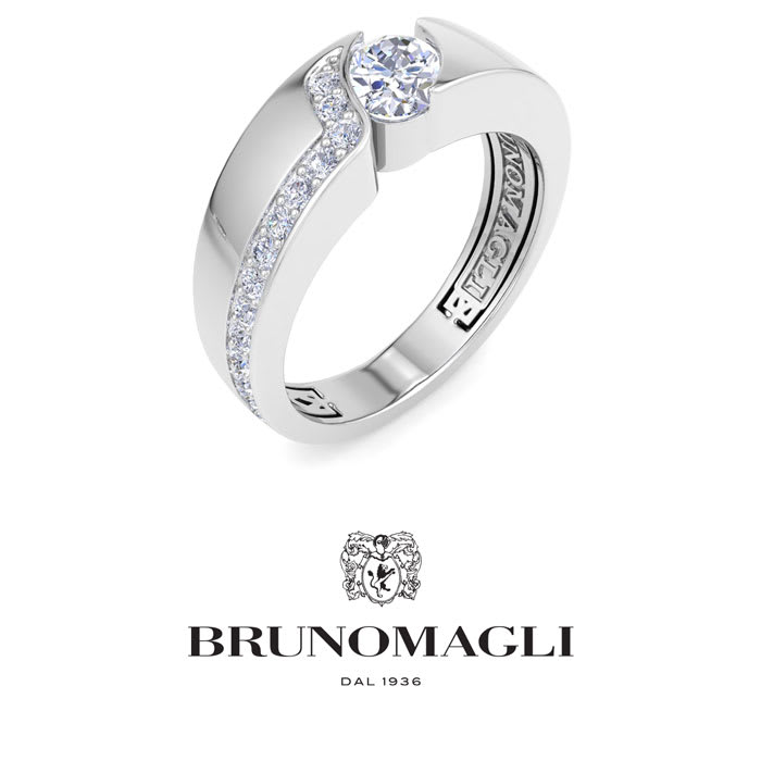 Bruno Magli Mens 1 Carat Oval Shape Lab Grown Diamond Floating Ring In Sterling Silver