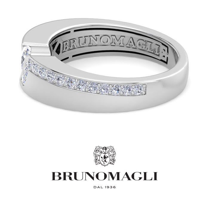 Bruno Magli Mens 1 Carat Oval Shape Lab Grown Diamond Floating Ring In Sterling Silver