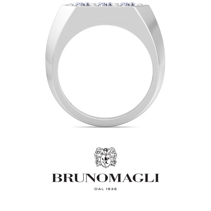 Bruno Magli Mens 1 Carat Round Shape Lab Grown Diamond Three Stone Ring In Sterling Silver