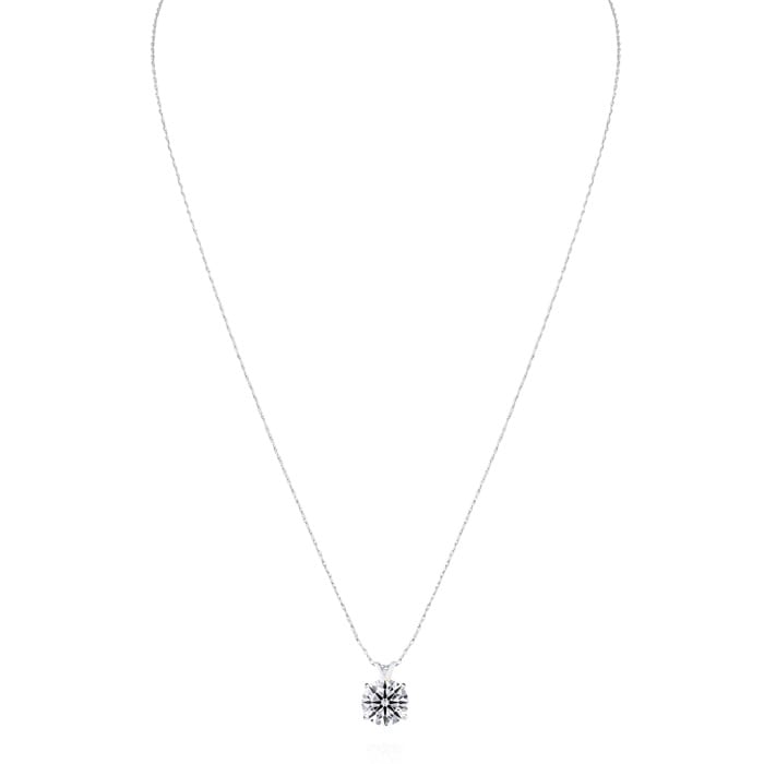 1 1/2 Carat Round Shape Lab Grown Diamond Solitaire Necklace In 14K White Gold