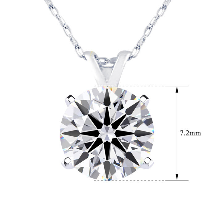 1 1/2 Carat Round Shape Lab Grown Diamond Solitaire Necklace In 14K White Gold