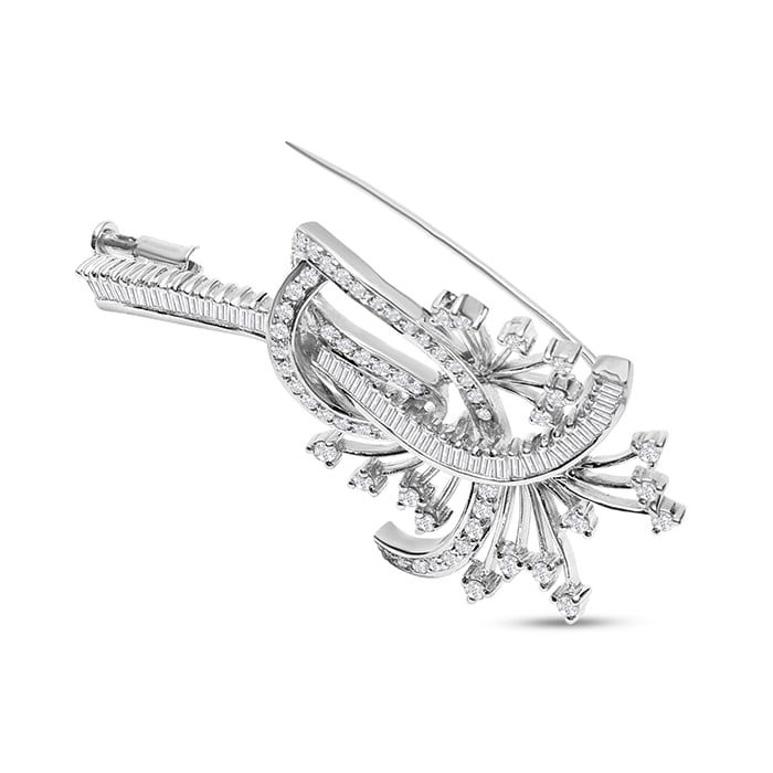 Previously Owned 2-1/2 Carat Diamond Brooch In 14 Karat White Gold