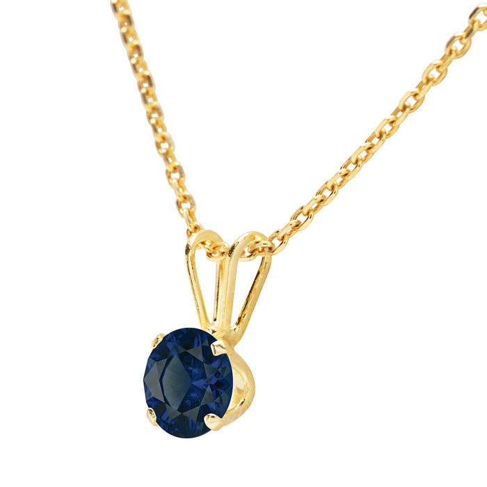 1/8 Carat Sapphire Solitaire Necklace In Yellow Gold With Free Chain
