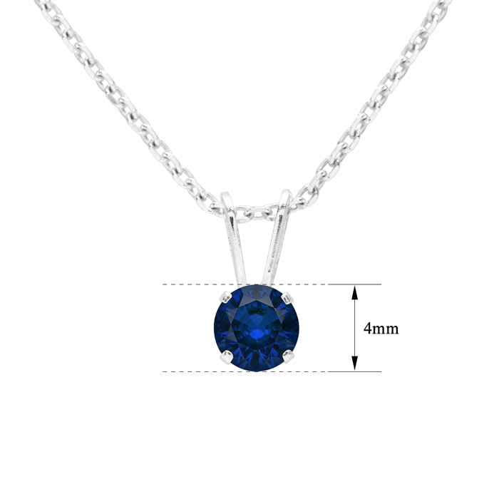 1/4 Carat Sapphire Solitaire Necklace In White Gold With Free Chain