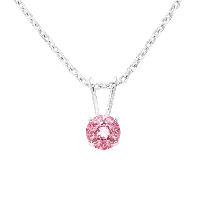 1/4 Carat Pink Topaz Solitaire Necklace In White Gold With Free Chain