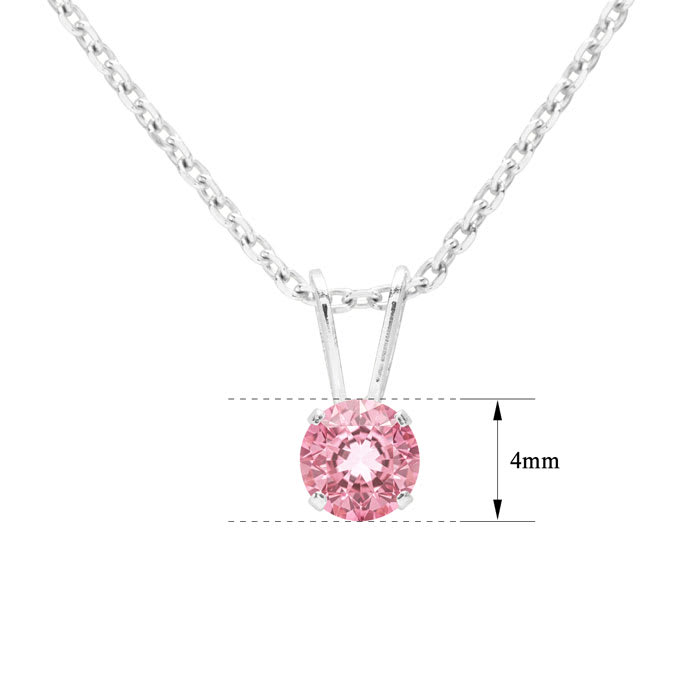 1/4 Carat Pink Topaz Solitaire Necklace In White Gold With Free Chain