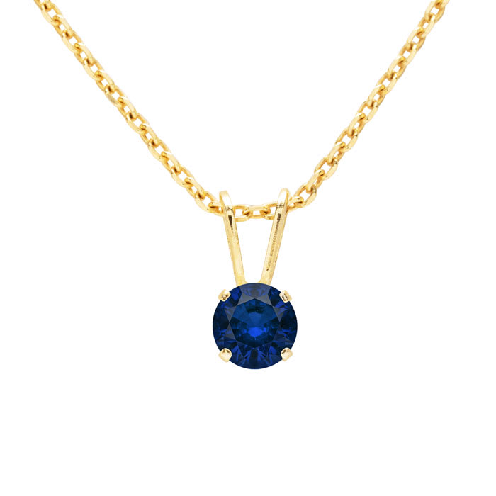 1/4 Carat Sapphire Solitaire Necklace In Yellow Gold With Free Chain