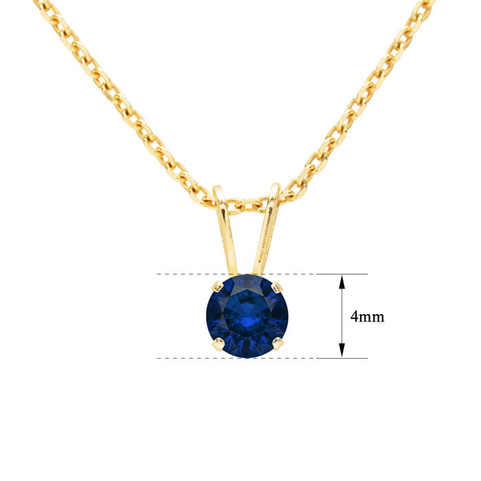 1/4 Carat Sapphire Solitaire Necklace In Yellow Gold With Free Chain