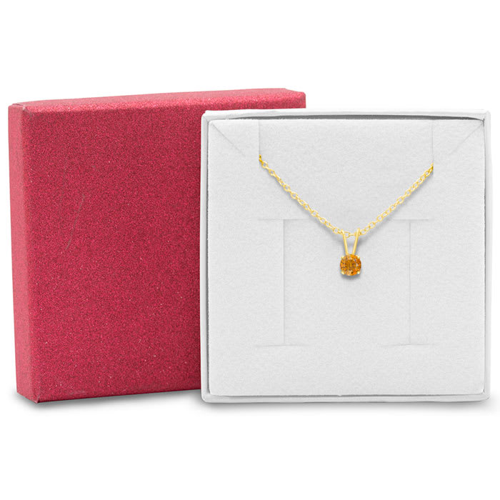 1/4 Carat Citrine Solitaire Necklace In Yellow Gold With Free Chain
