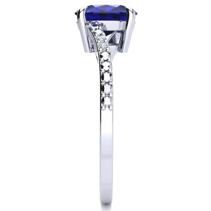 1 1/2ct Oval Shape Sapphire and Diamond Ring in 10k White Gold