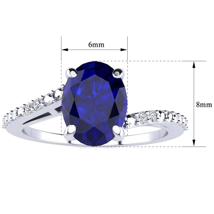 1 1/2ct Oval Shape Sapphire and Diamond Ring in 10k White Gold