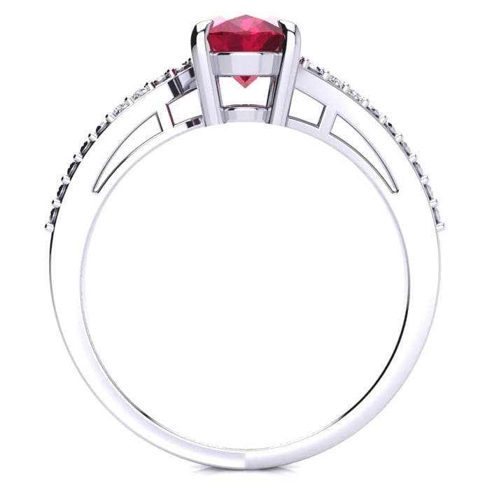 1 1/2ct Oval Shape Ruby and Diamond Ring in 10k White Gold