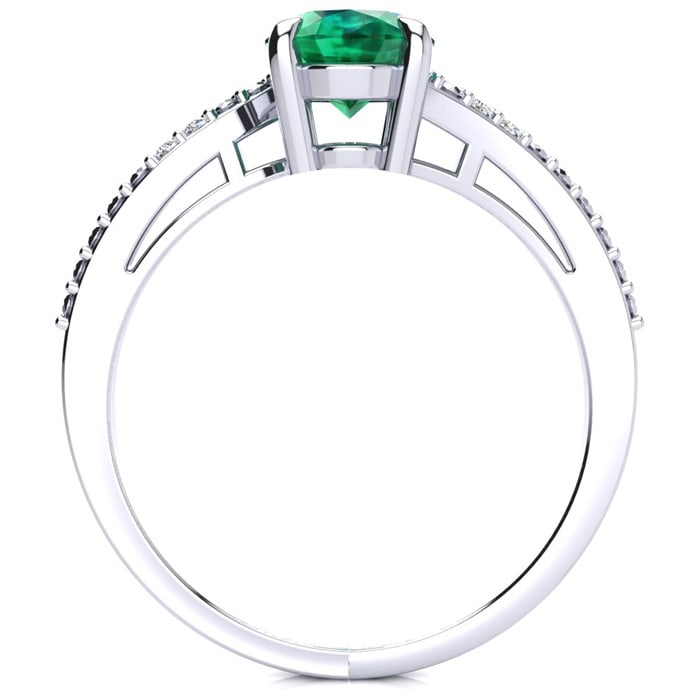 1 1/5ct Oval Shape Emerald and Diamond Ring in 10k White Gold