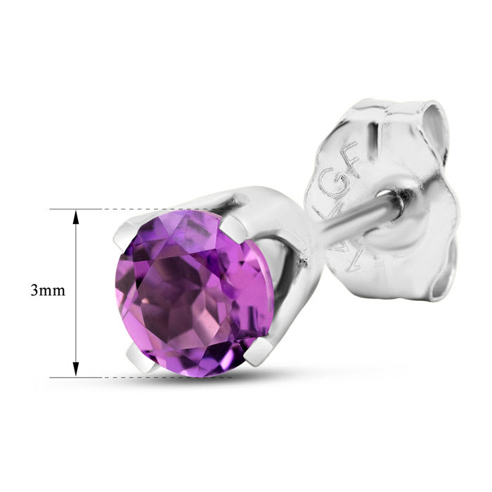1/4 Carat Amethyst Stud Earrings In White Gold