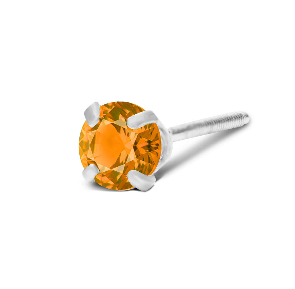 1/4 Carat Citrine Stud Earrings In White Gold