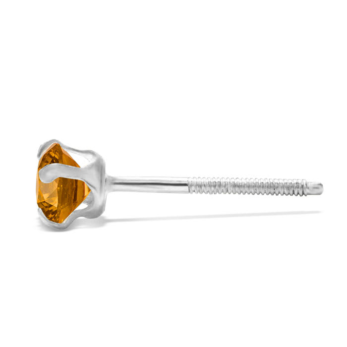 1/4 Carat Citrine Stud Earrings In White Gold