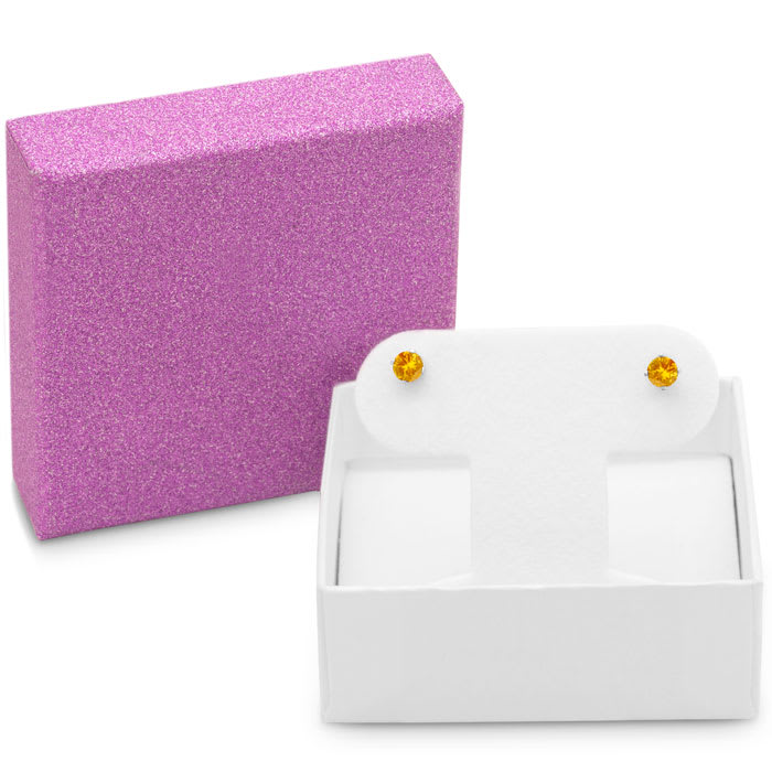 1/4 Carat Citrine Stud Earrings In White Gold