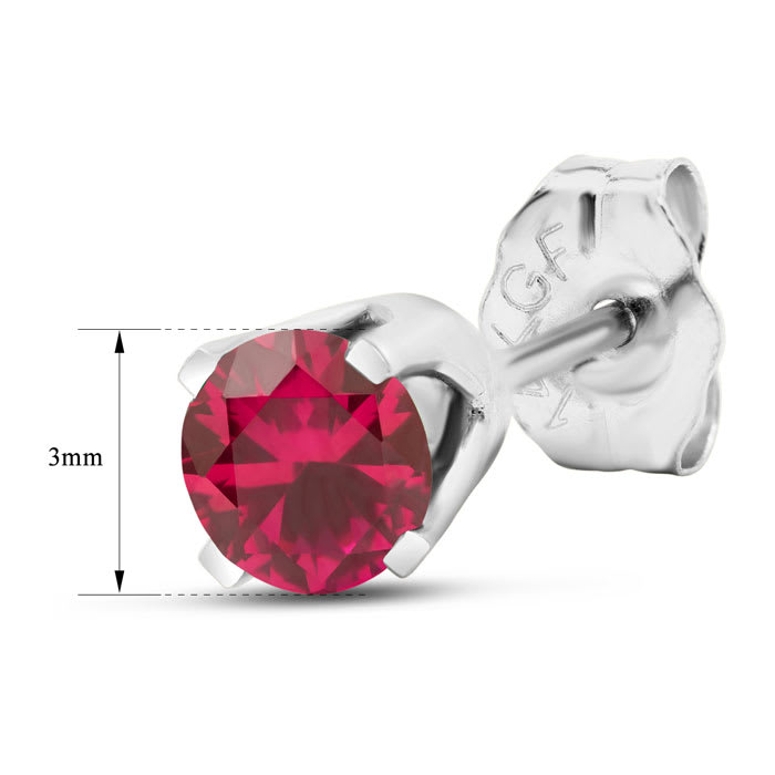 1/4 Carat Ruby Stud Earrings In White Gold